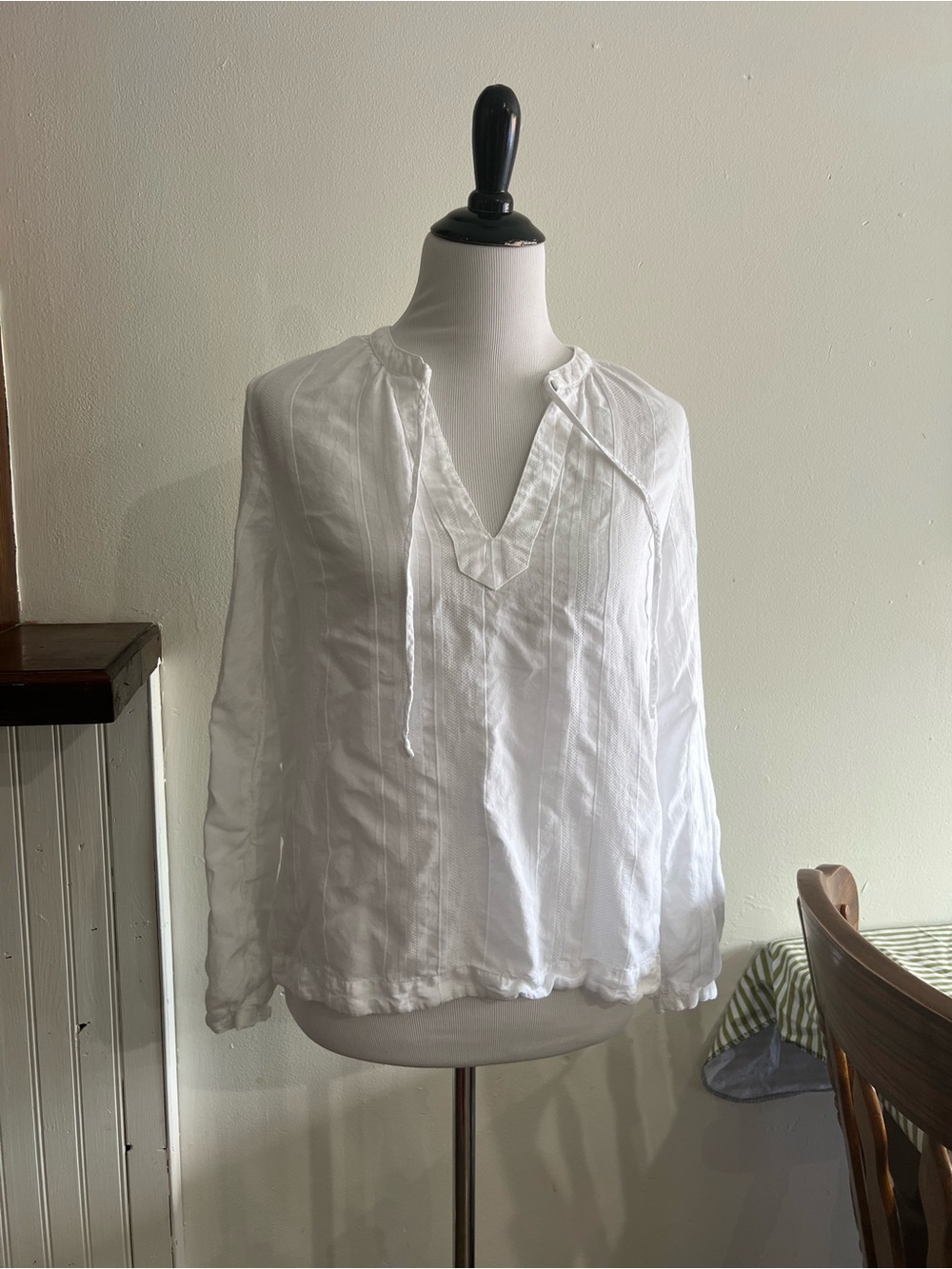 cloth & stone White V-Neck Tie Peasant Tunic